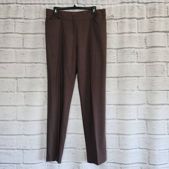 Eileen Fisher Women’s Brown Flat Front Straight-Leg Dress Pants Size Medium - Picture 1 of 11